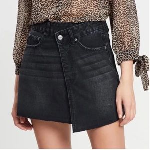 Neon Blonde Chaser Crossed Denim Mini Skirt